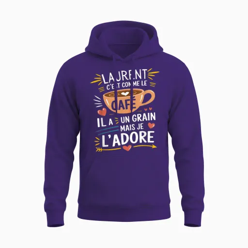 Laurent Comme Le Café Funny Gift T-Shirt, Black, S Unisex Hoodie - Purple