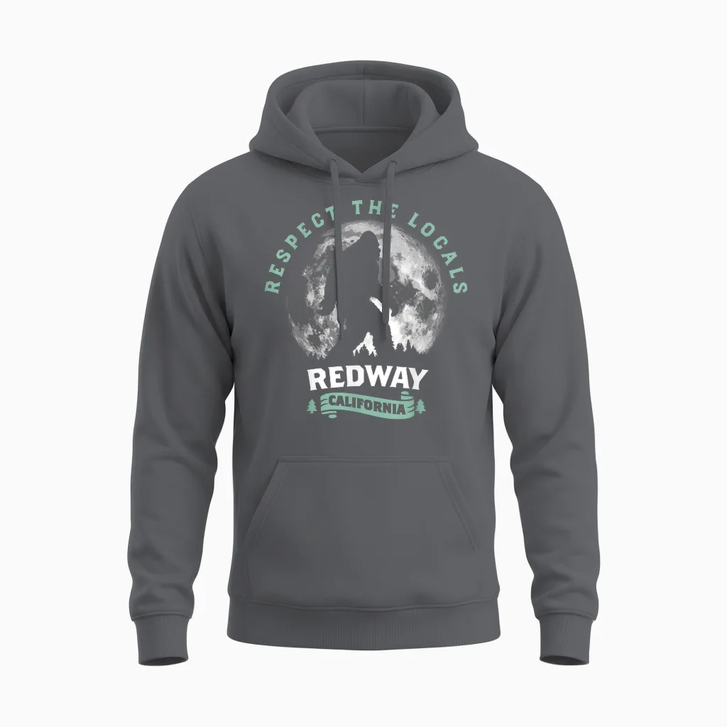 Redway California Bigfoot Night Walk Retro Unisex Hoodie in Charcoal