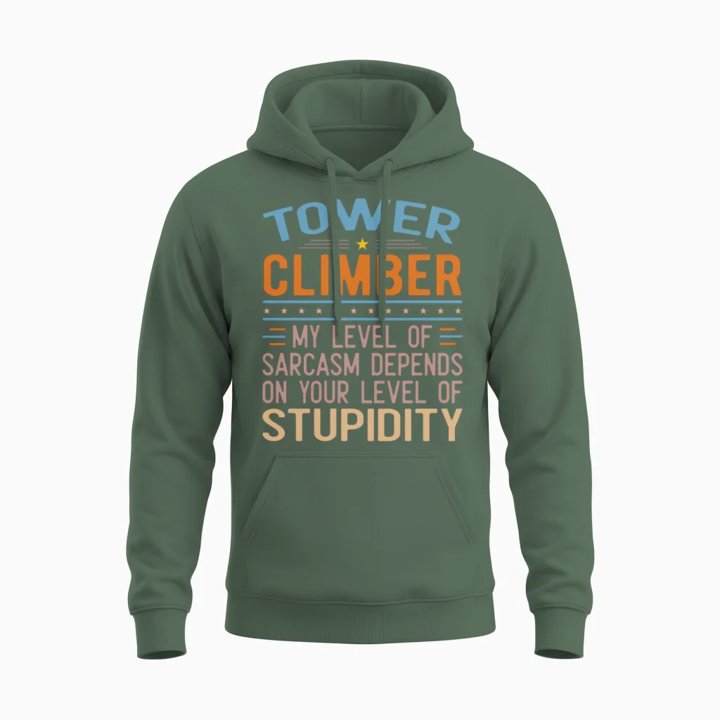 Funny Tower Climber Unisex Hoodie in Military Green