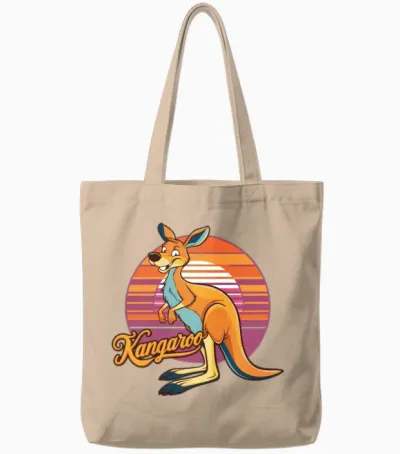 Funny Kangaroo Retro Vintage Tote Bags - Natural