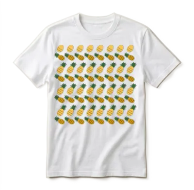 Yellow Retro Ananases Pattern Unisex T-Shirt - White