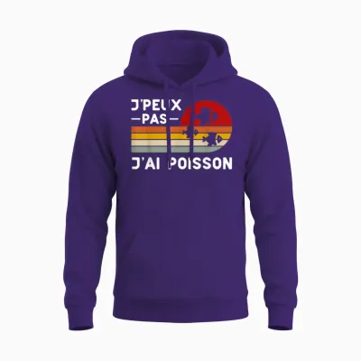 Je Peux Pas J'ai Pisce: Aquarium Humour Fisherman Gift T-Shirt, Black, S Unisex Hoodie - Purple