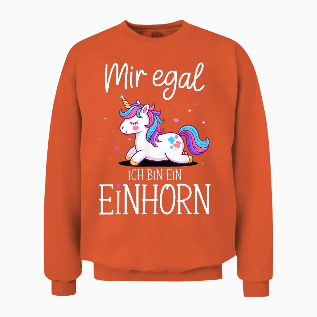 Mir Egal Ich Bin Ein Einhorn Costume Carnival Fancy Dress Unisex Sweatshirt in Orange