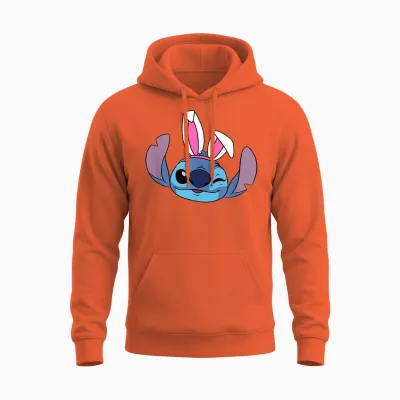 Amazon Essentials Disney Stitch Winking Spring Easter Bunny Ears Unisex Hoodie - Orange