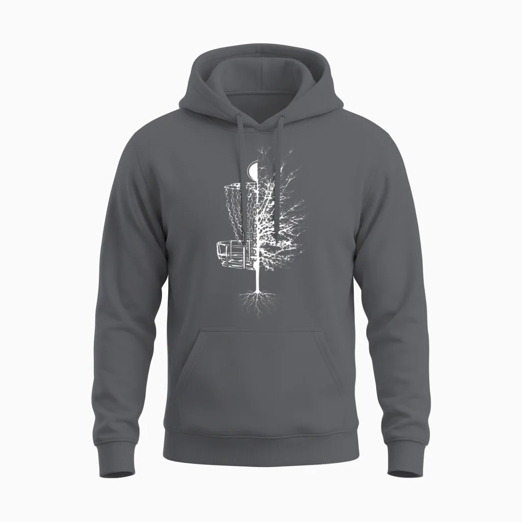 Disc Golf Baet Tree Frisbee Golf Unisex Hoodie in Charcoal