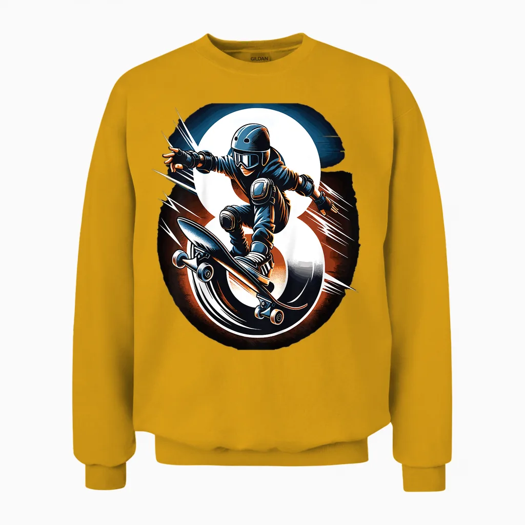8 Jahre Skateboard Jungen Skater Unisex Sweatshirt in Gold