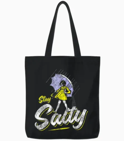 Vintage Salty Meme All These Flavors Girl Holding Umbrella Tote Bags - Black