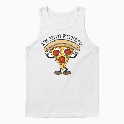 Funny Pizza Unisex Tank Top - White
