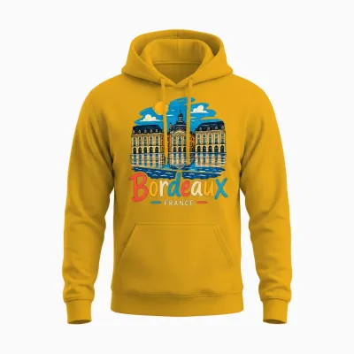 Cadeau Souvenir De Voyage Bordeaux France Dessiné à La Main T-Shirt Haut De Gamme Unisex Hoodie - Gold