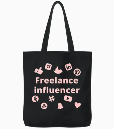 Freelance Influencer on Social Media Tote Bags - Black