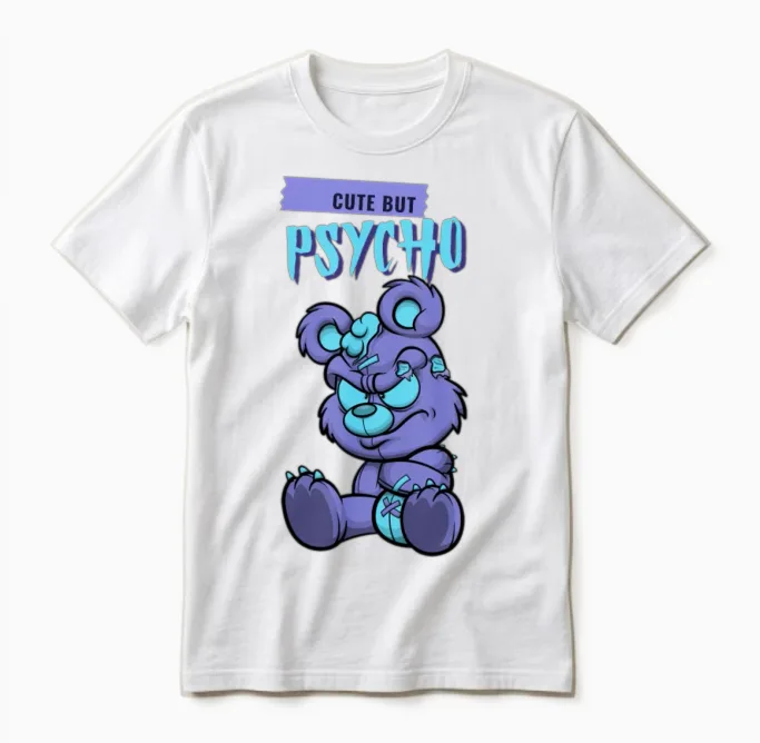 Cute but Psycho Unisex T-Shirt in White
