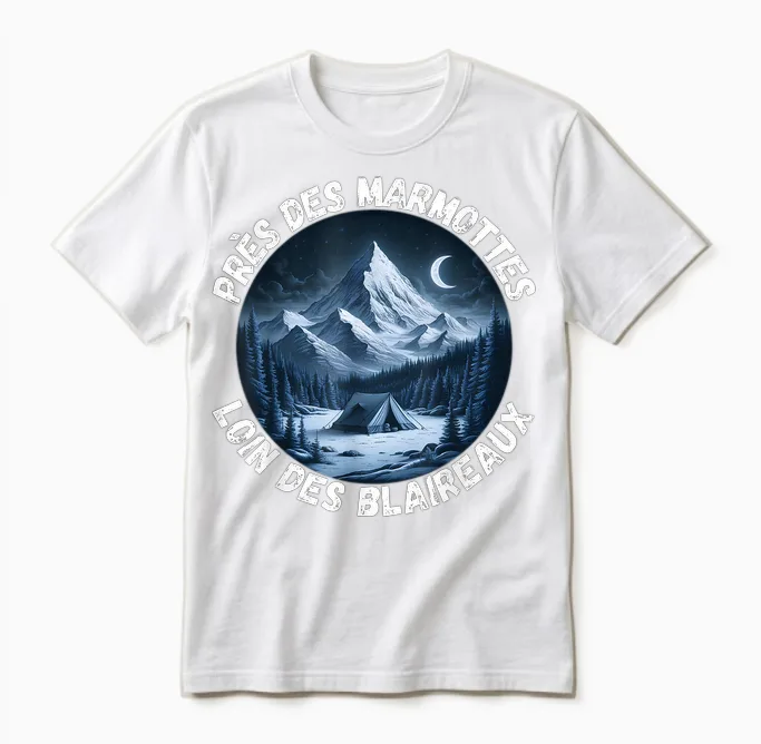 Near Marmots Away Badger Quote Forest Mountain T-Shirt, Black, S Unisex T-Shirt in White