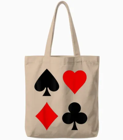 Playing Cards Symbols Checked Spades Cross Heart Lady Skat Poker Tote Bags - Natural