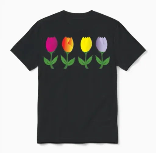 Tulips, Tulips Gifts, Tulip Flower, Tulip Merch, Unisex T-Shirt in Black