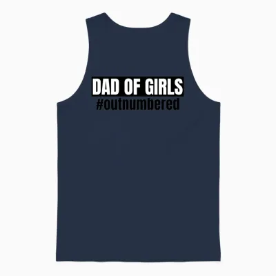 Dad of Girls Outnumbered Unisex Tank Top - Navy