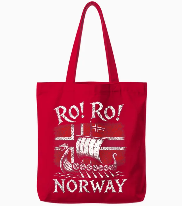 Norwegian Viking Ship Norway Flag Row Country Heritage Pride Tote Bags in Red