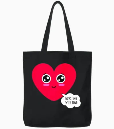 Love Burst Funny Valentines Day Tote Bags - Black