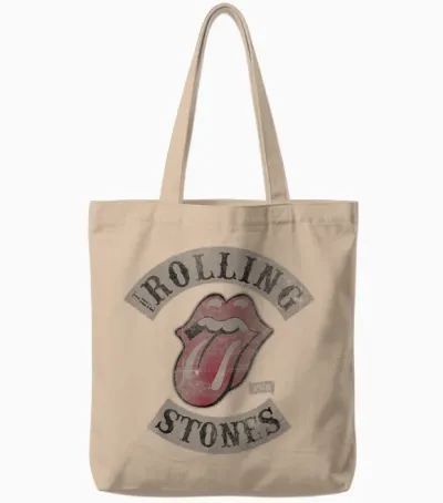 Official the Rolling Stones Vintage Tour 1978 Black Tote Bags - Natural