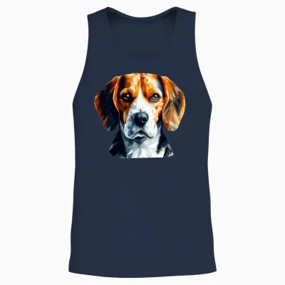Geometric Beagle Polygon Art Design Unisex Tank Top - Navy