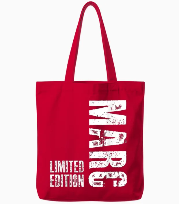 First Name Limited Edition Birthday Gift for Marc T-Shirt, Black Tote Bags in Red