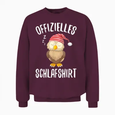 Official Sleep Shirt Owl Sleeping Saying T-Shirt, Black Unisex Sweatshirt - Maroon