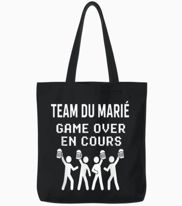 Humour Evg Team Du Marié Game Over En Cours Cadeau Fête Tote Bags in Black