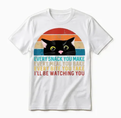 Black Cat Themed Every Snack You Make Retro Peeking Cat Unisex T-Shirt - White