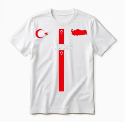 Türkei-Flagge, Silhouettenkarte Der Türkei, Nationales Emblem Unisex T-Shirt - White