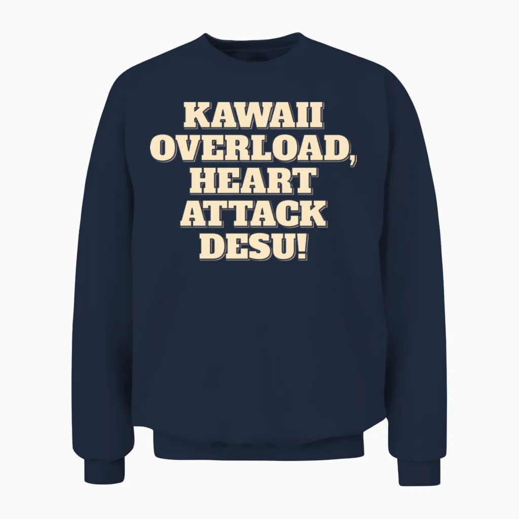 Kawaii Heart Attack Unisex Sweatshirt in Navy
