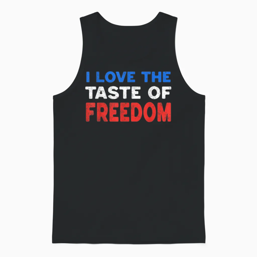 I Love the Taste of Freedom - Couples Matching 4th of July Unisex Tank Top in Black