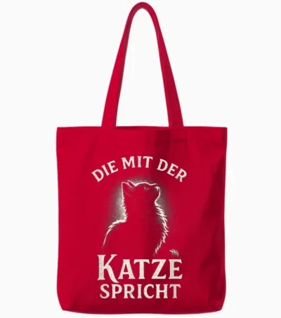 Die Mit Der Katze Spricht - Katzen Spruch Tote Bags - Red