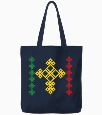 Ethiopian Cross Ethiopia T-Shirt, Black, S Tote Bags - Navy