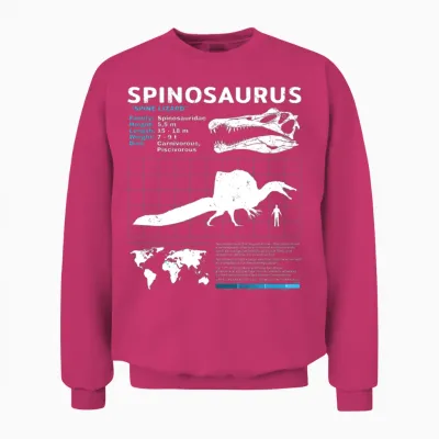 Spinosaurus Fact Sheet Unisex Sweatshirt - Heliconia
