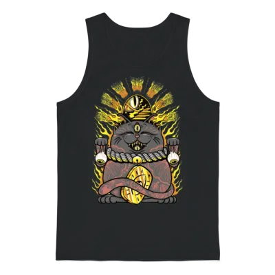 Lucky Black Cat Unisex Tank Top - Black