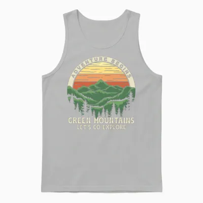 Adventure Begins, Retro Design. Mountain Days Unisex Tank Top - Ash