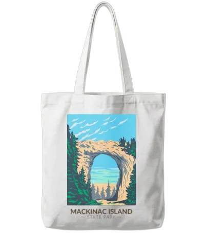 Mackinac Island Tote Bags - White