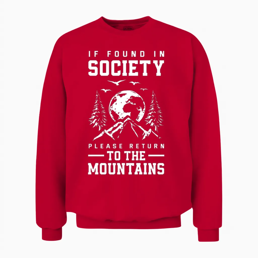 Funny Hiking Hiker Gift & Outdoors Unisex Sweatshirt in Red