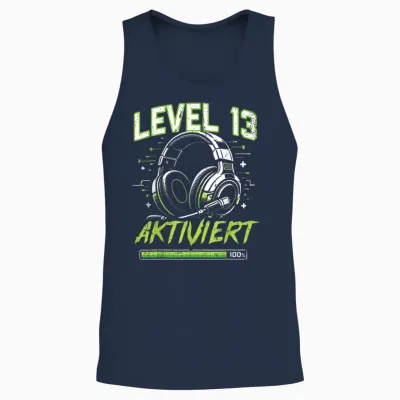 13. Geburtstag Jungen Video Gamer Level 13 Aktiviert Junge Unisex Tank Top - Navy