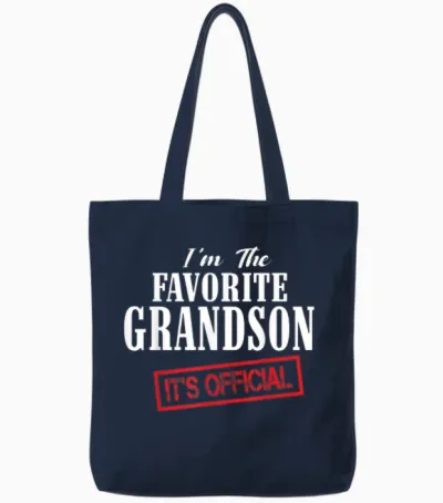 It's Official I'm the Favorite Grandson Funny Tote Bags - Navy