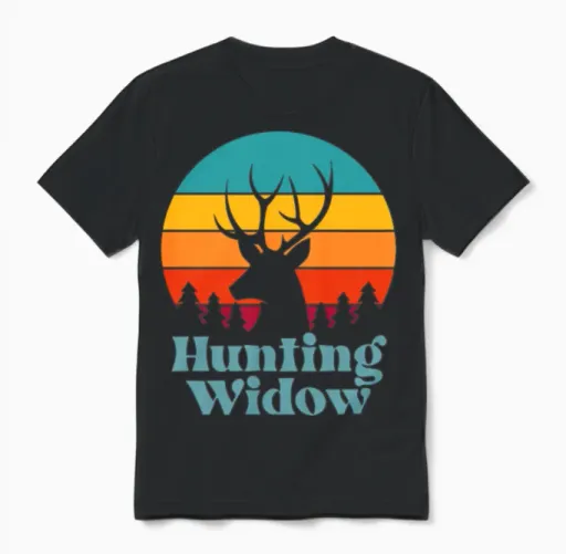 Deer Hunting Widow Retro Look Unisex T-Shirt in Black