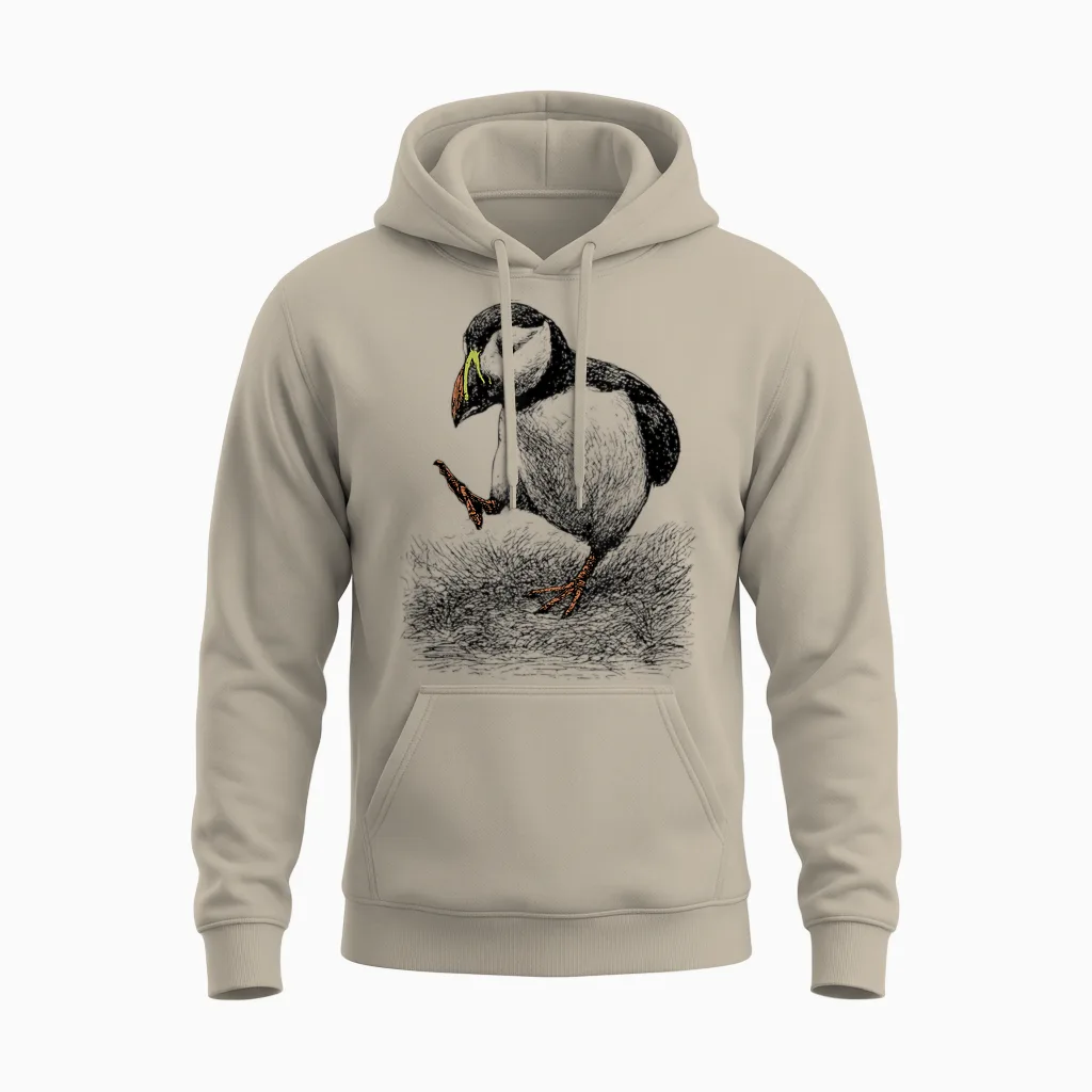 Puffin Vogel Vintage – Lustige Küste Meer Tierkunst Unisex Hoodie in Sand