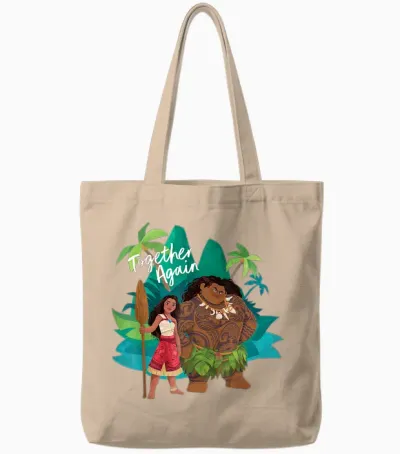Disney Moana 2 Moana and Maui Together Again T-Shirt, Black, S Tote Bags - Natural