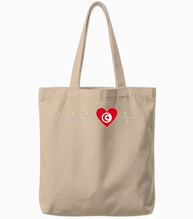 Drapeau Tunisien Battement De Cœur Fière Tunisie Homme Femme Tote Bags in Natural