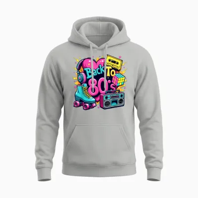 Back to the 80s Retro 80s Vintage Party Outfit for Men and Women T-Shirt, Black, S Unisex Hoodie - Ash