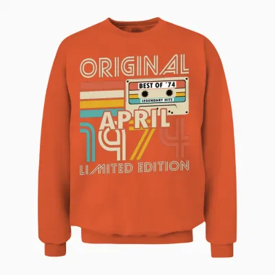 50th Birthday Vintage April 1974 Original 1974 Unisex Sweatshirt - Orange