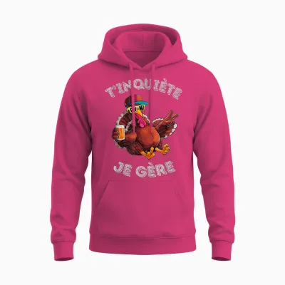 Accessory Turkey Turkey Humour Beer Aperitif T'inquiète Je T-Shirt, Black, S Unisex Hoodie - Heliconia