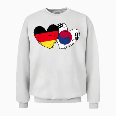 Deutschland Südkorea Herzfahnen Deutsch Koreanisch Doppelflagge Unisex Sweatshirt - White