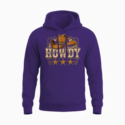 Cowboy Hat Western Country Howdy Cowboy Unisex Hoodie - Purple