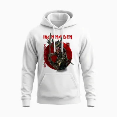 Iron Maiden Circle Red Senjutsu Eddie Unisex Hoodie - White