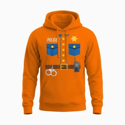 Police Uniform Officer Costume Halloween Unisex Hoodie - Safety Orange